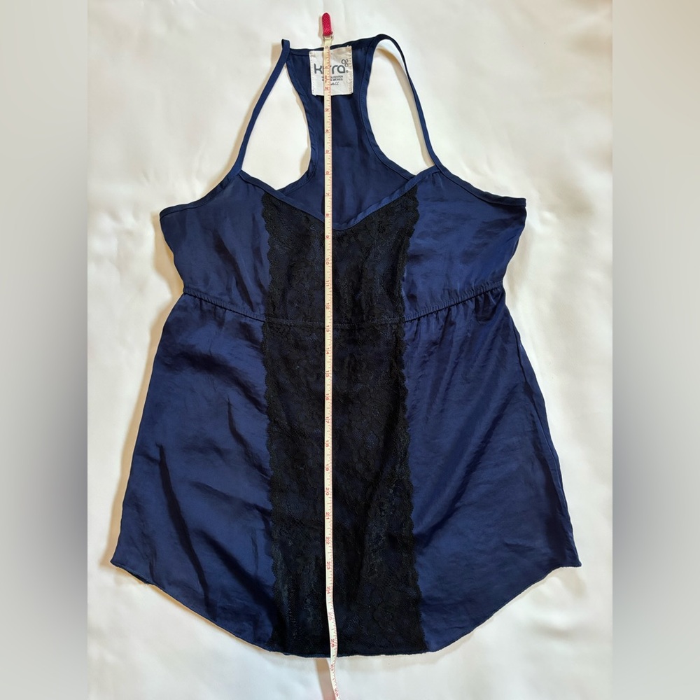 Kirra Sheer Camisole Spaghetti Strap Tank Top Navy Blue Small W/ Lace Lingerie - Picture 6 of 9